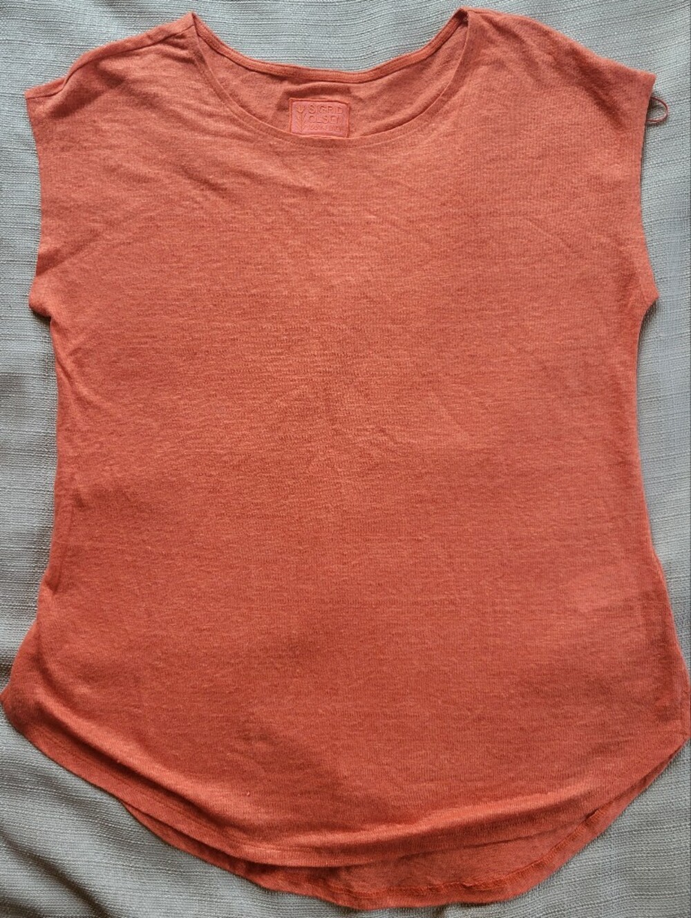 Sigrid Olsen Coastal Linen Blend Curved Hem Muscle Tank Top